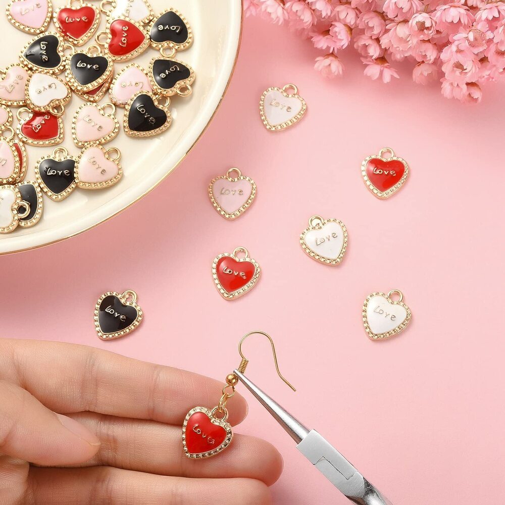 8411 40pcs Mixed Colors Love Heart Charms Enamel Valentine's Day Heart - Picture 5 of 6